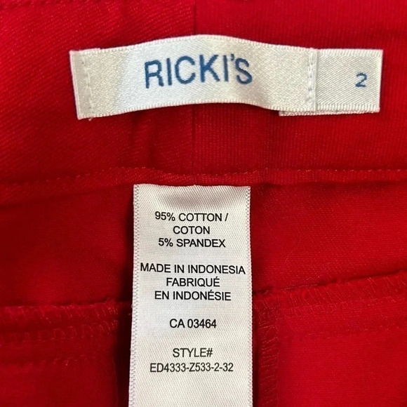 Ricki’s Slim Fit Zip Pocket Micro Twill Pants Red Size 2 - Picture 9 of 15